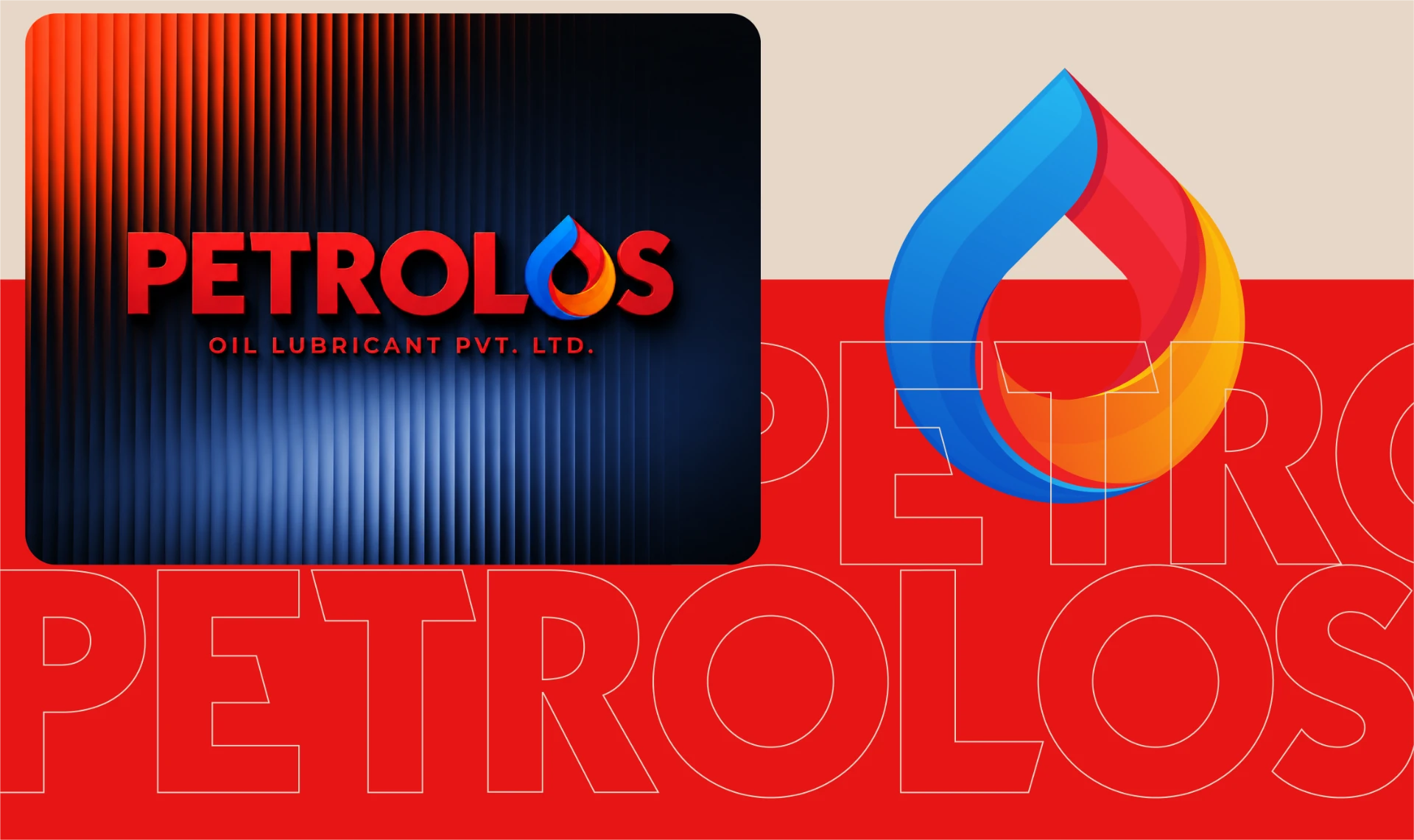 Petrolos logo lockup and oil drop symbol